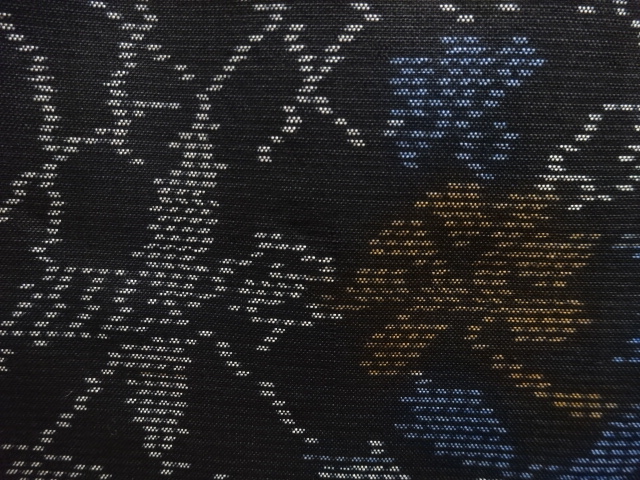 JAPANESE KIMONO / ANTIQUE KIMONO / SILK / DORO OSHIMA TSUMUGI / WOVEN FLOWER